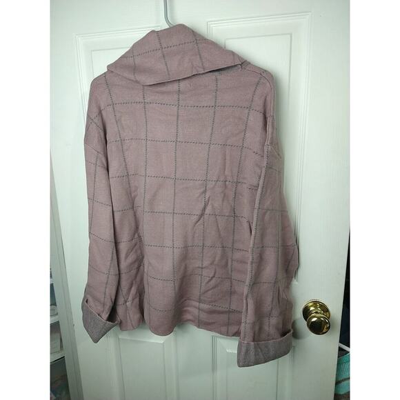 Rain Woman's M Sweater Purple Grey Windowpane Cowl Neck Soft Long Sleeves - Picture 8 of 8